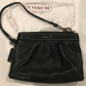 Black Leather Coach Wristlet